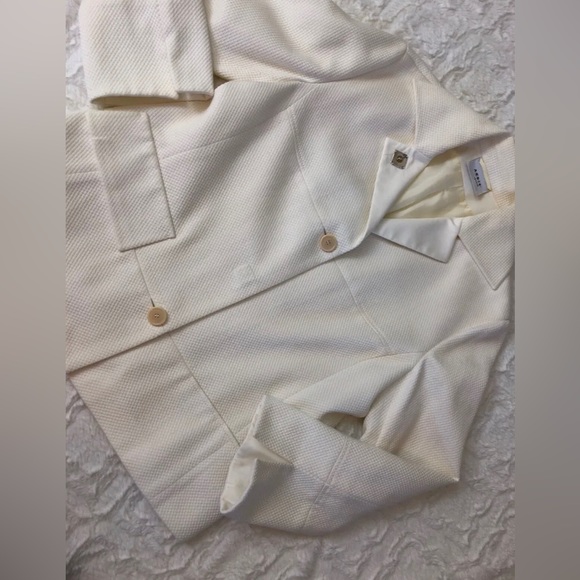 AKRiS PUNTO Ivory Textured Blazer Jacket // Size 6 - Picture 7 of 8
